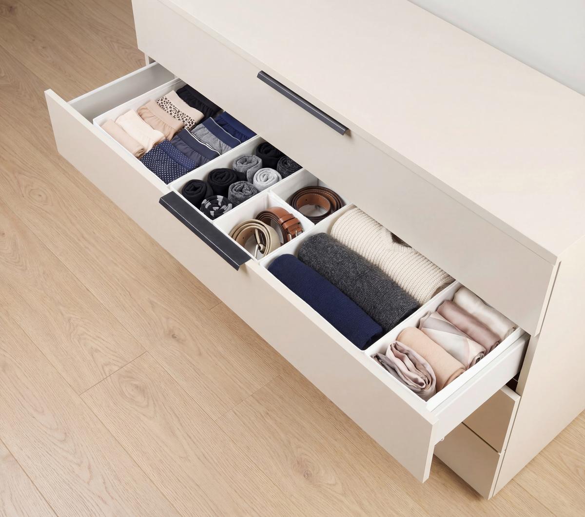 Aufbewahrungsboxen-Set Inside Weiß, 6-teilig - Weiß, KONVENTIONELL, Kunststoff/Textil - Mömax