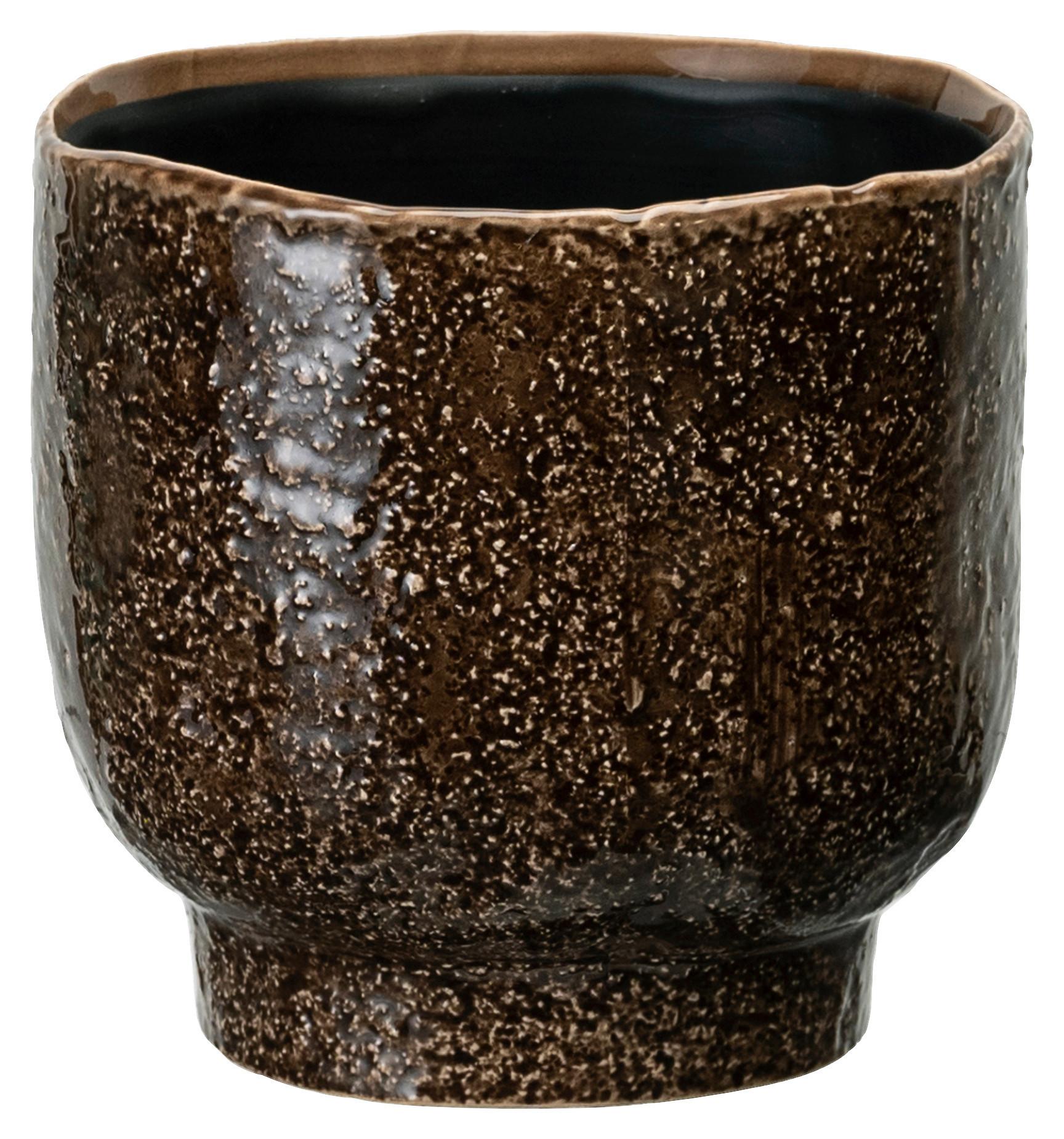 Kaspó Átm./ma.: Kb. 15,5/16,8cm Livi - sötétbarna, kerámia (15,5/16,8cm) - Premium Living