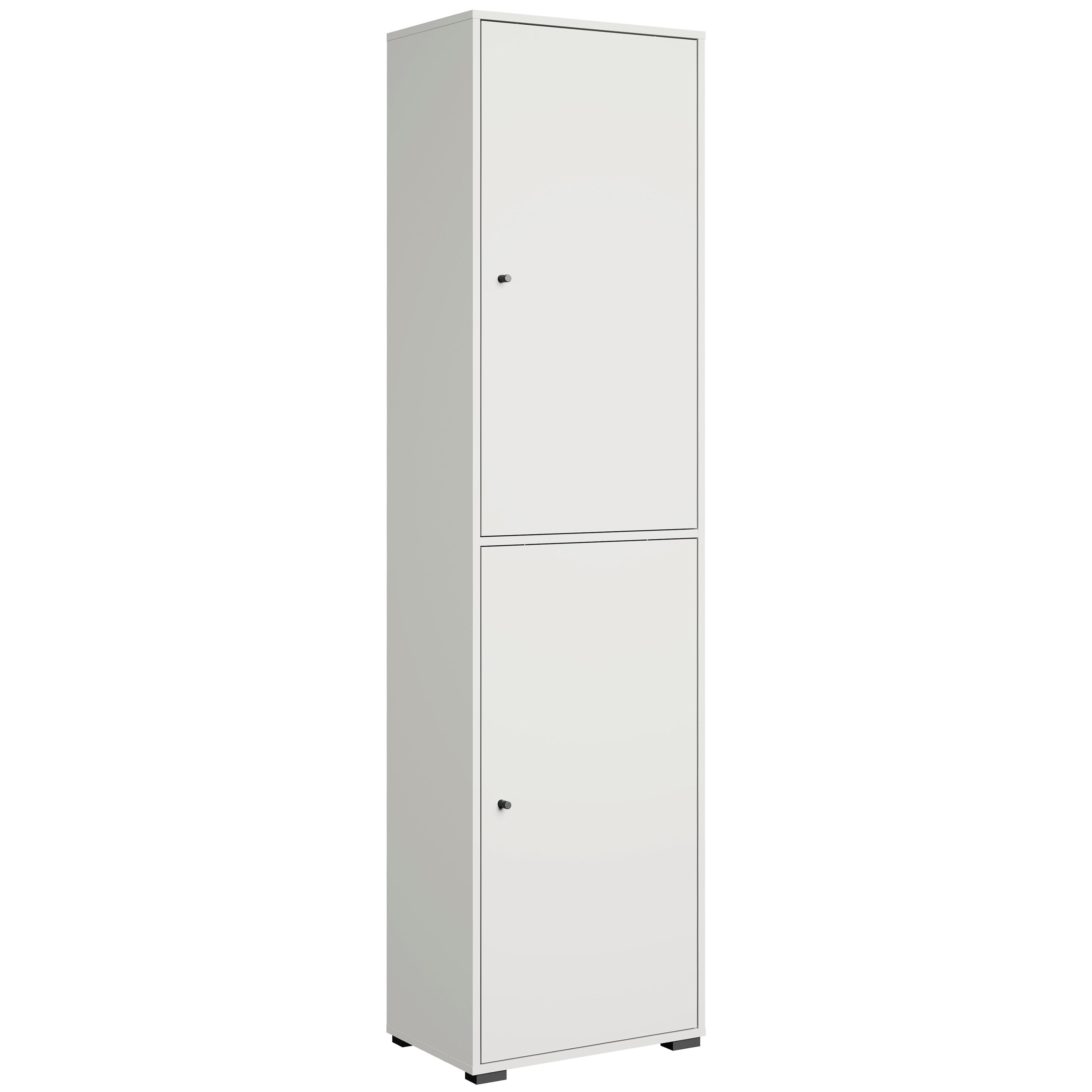 Schuhschrank Dino 026 - Weiss/Schwarz, Basics, Holzwerkstoff/Kunststoff (50/190/33cm) - P & B