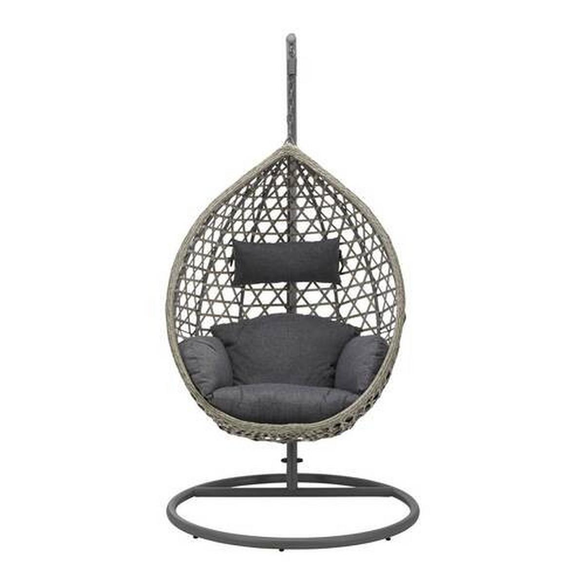 Hängesessel Carmella Grau Metall/Kunststoff/Outdoorstoff - Grau, MODERN, Kunststoff/Textil (105/196/120cm) - Bessagi Garden