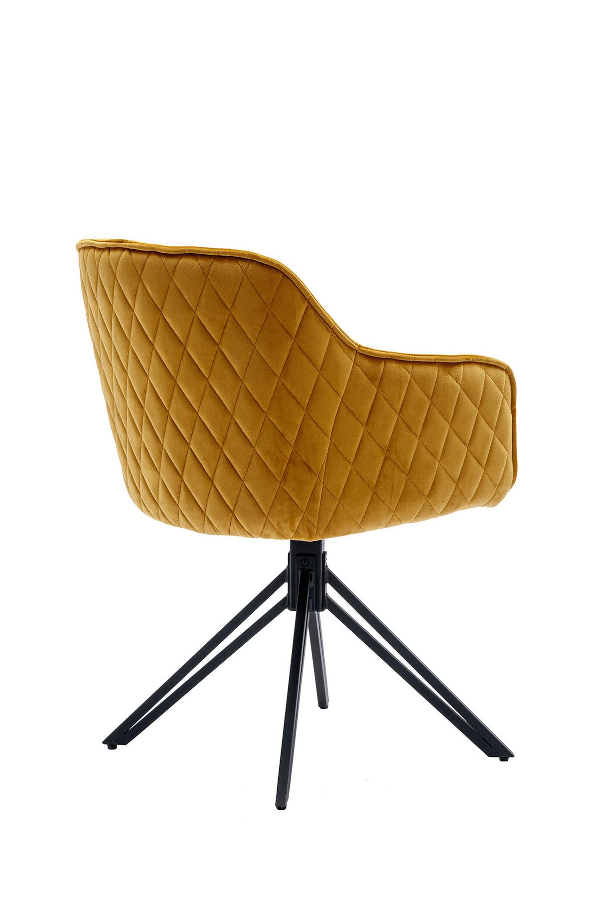 Naslanjač Samt, Rumena, Vrtljiv - rumena/črna, Moderno, kovina/tekstil (59/83/60cm) - Livetastic