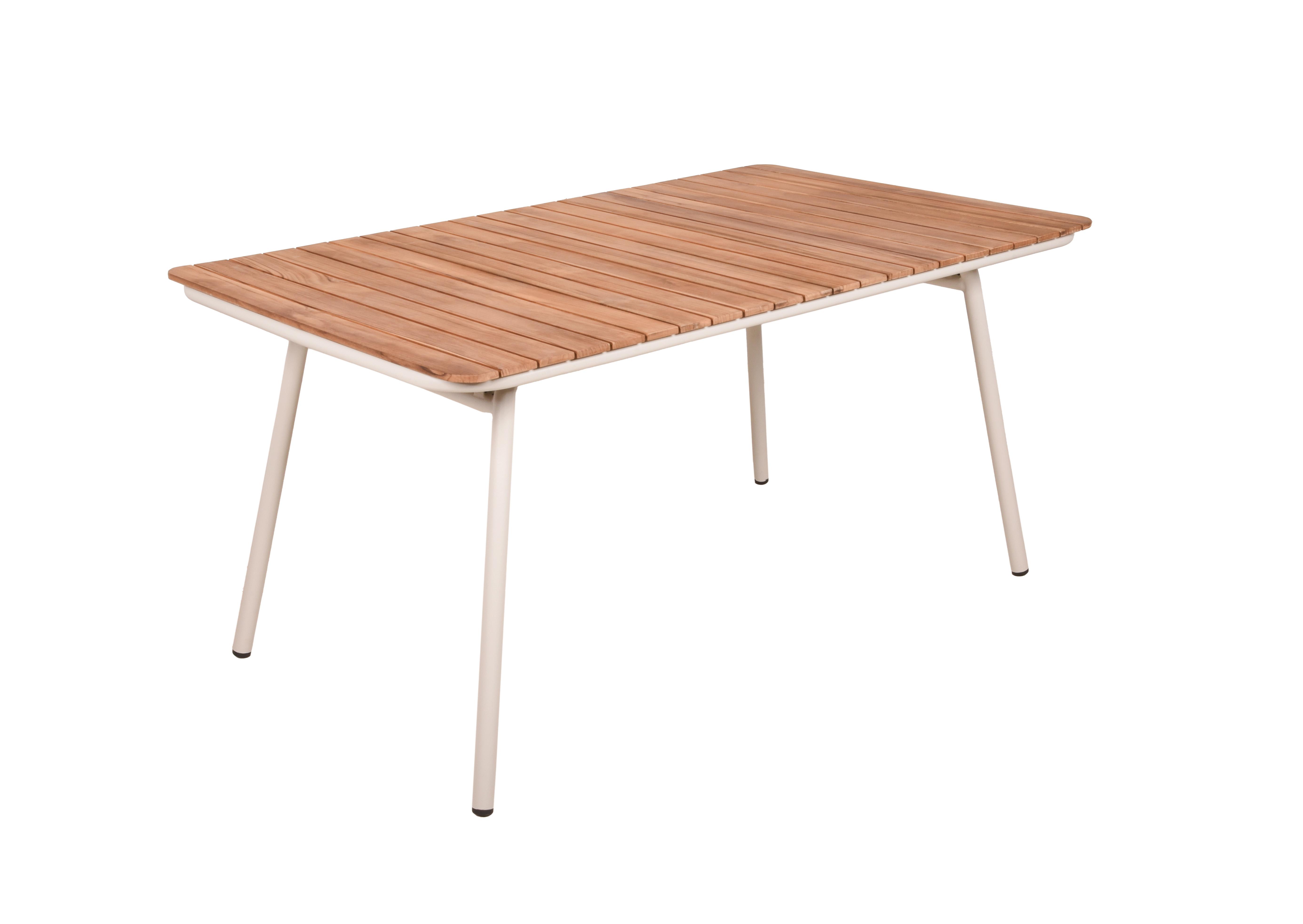 Gartentisch Carmel Teak/Weiß klappbar - Braun, Basics, Holz/Metall (150/90/74cm) - Gardenson