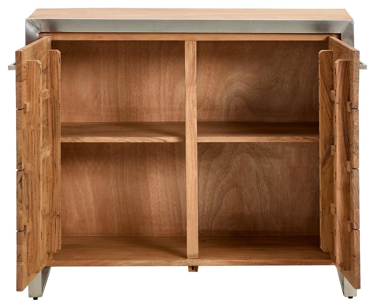 KOMODA SYLVIA - kolor akacjowy/kolor srebrny, Konventionell, metal/drewno (100/85/40cm) - Livetastic