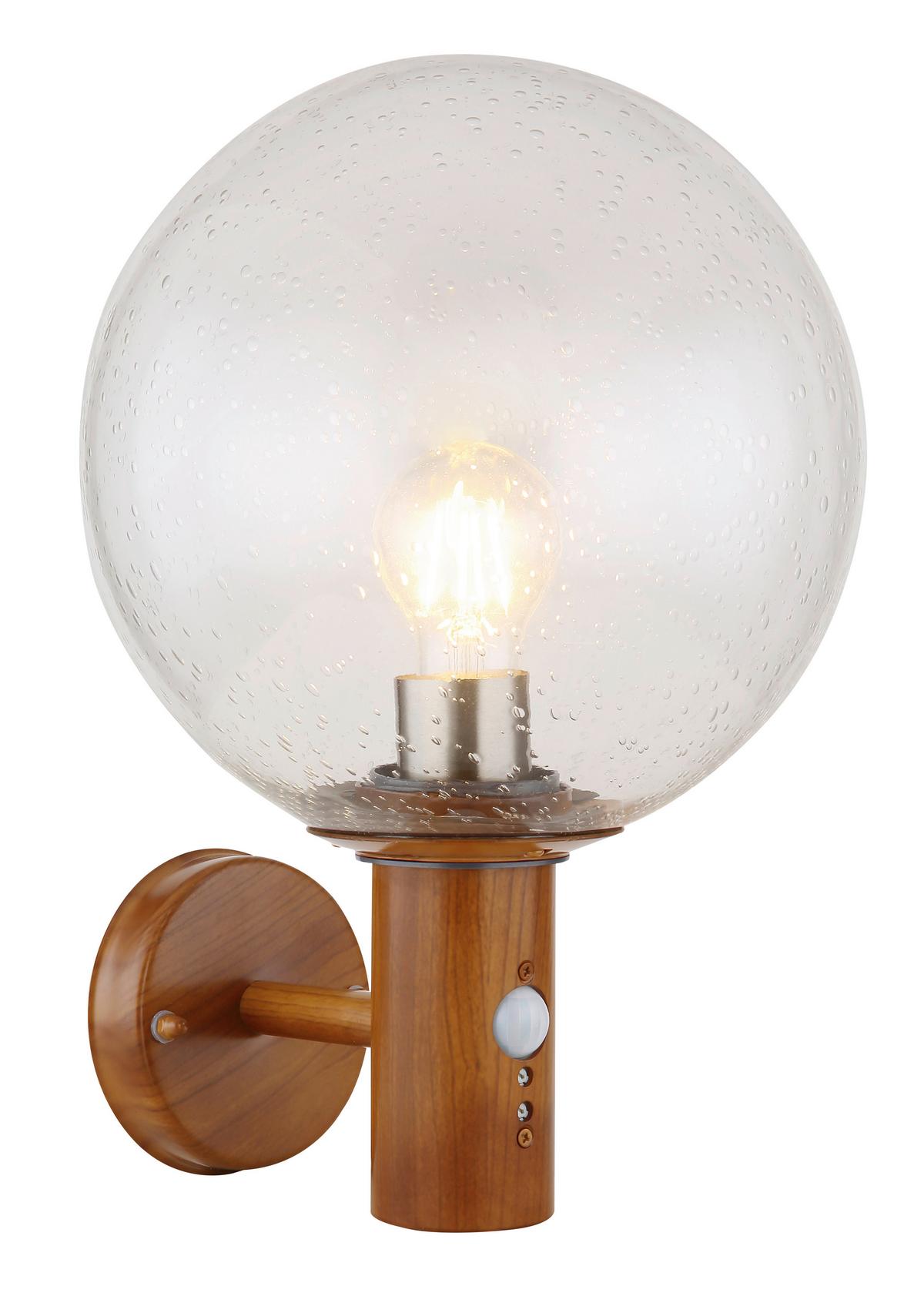 AUSSENWANDLEUCHTE 31860WS - Klar/Braun, Basics, Glas/Metall (25/37cm) - Globo
