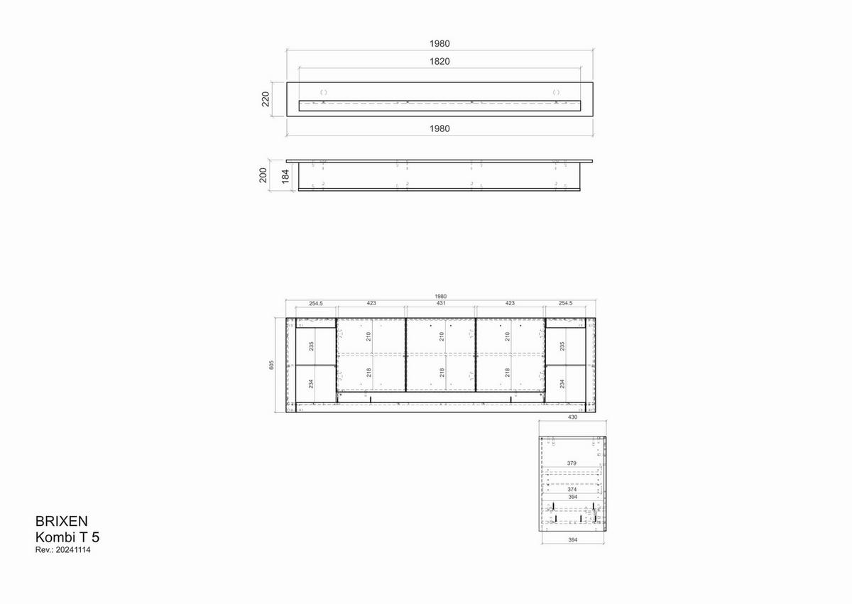 WOHNWAND BRIXEN - Eichefarben/Schwarz, Design, Glas/Holzwerkstoff (198/170/43cm) - MID.YOU