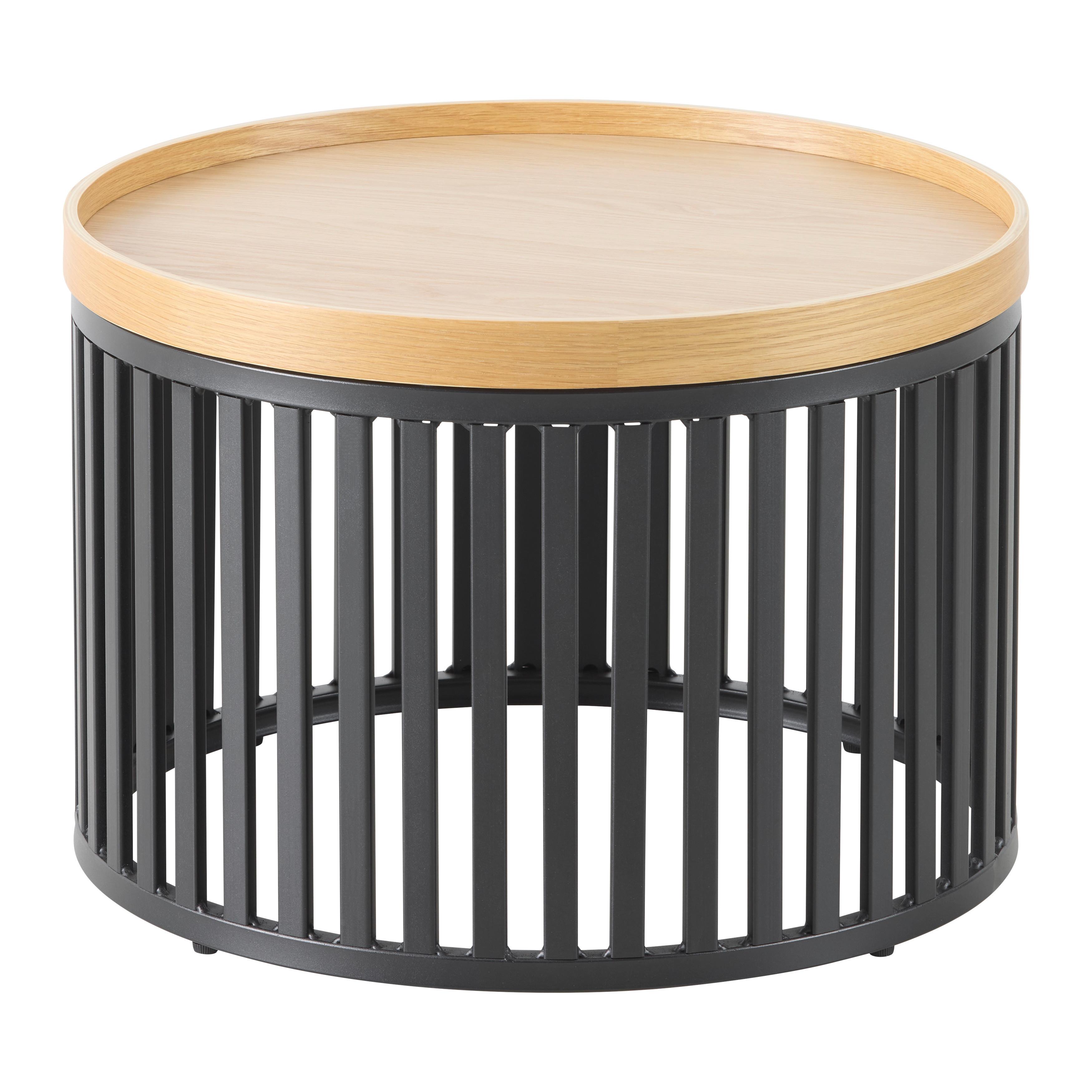 SOFFBORD JAIL - svart/naturfärgad, Modern, metall/trämaterial (60/60/35cm) - Mömax