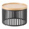 SOFFBORD JAIL - svart/naturfärgad, Modern, metall/trämaterial (60/60/35cm) - Mömax