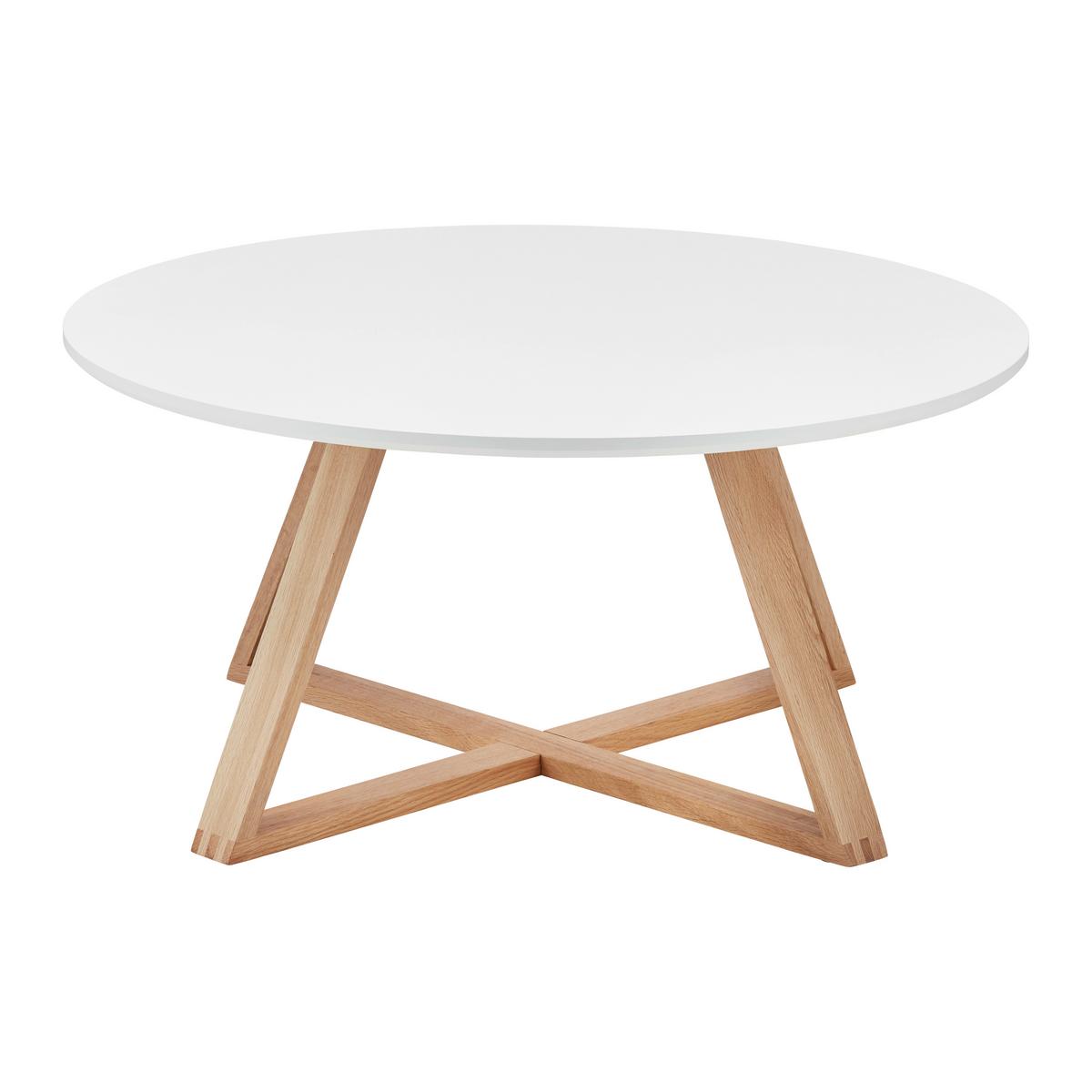 Klubska Miza Mattia, Bela, Hrast, Ø 80 Cm - barve hrasta/bela, Moderno, leseni material/les (80/39cm) - Bessagi Home