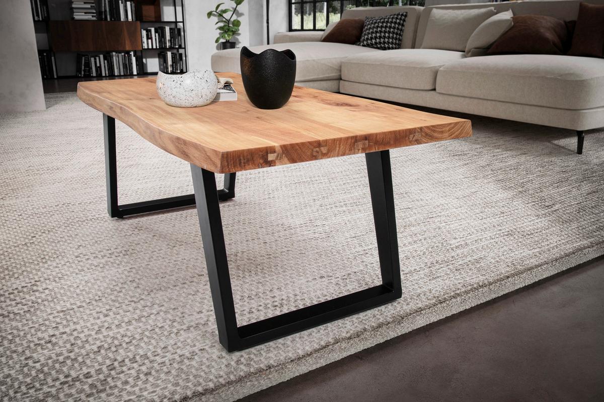 Klubska Miza Couchtisch - črna/barve akacije, Design, kovina/les (120/60/46cm) - MID.YOU