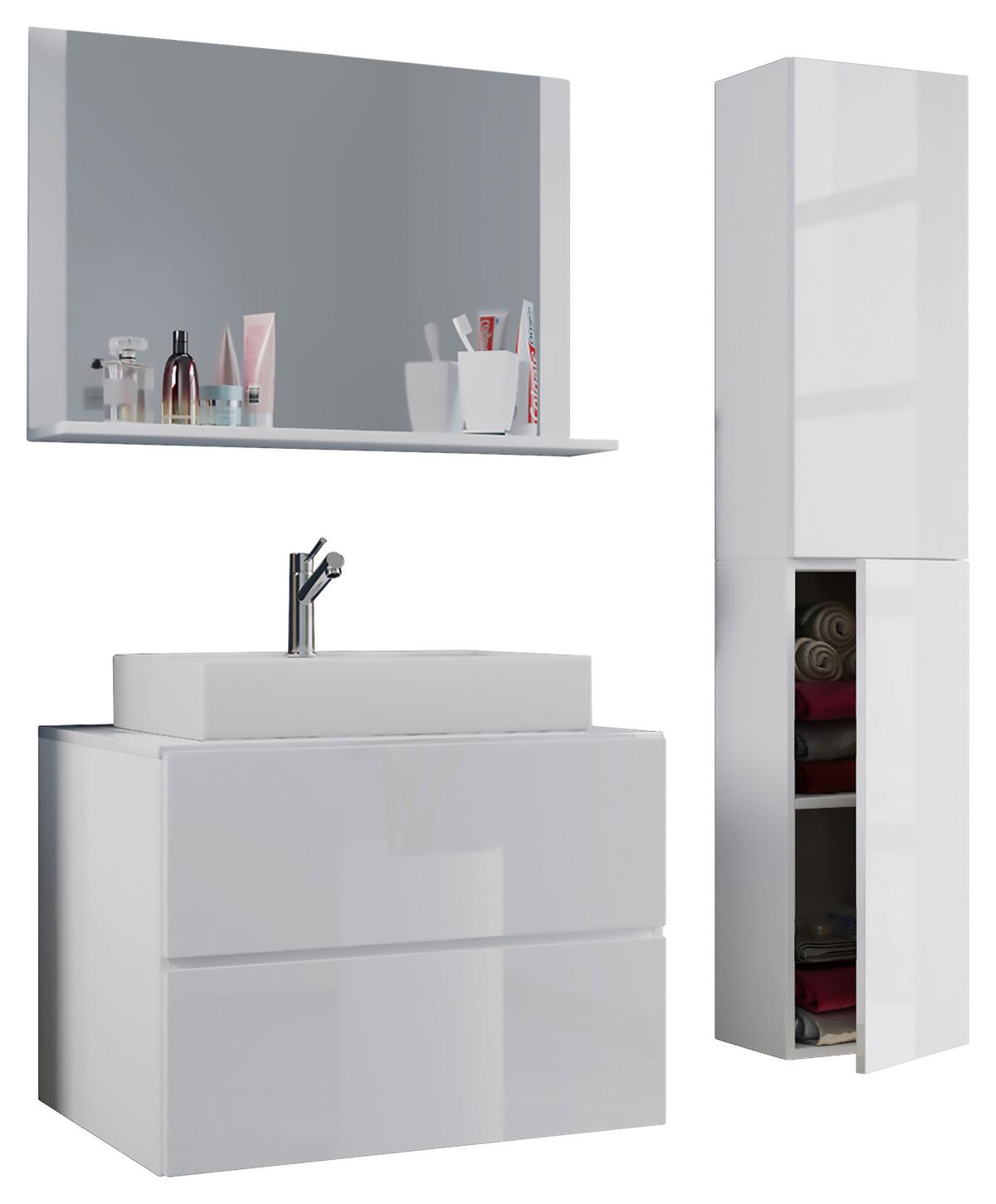Badezimmer Lendas 4-tlg. ca. 94 cm Weiß - Weiß, MODERN, Glas/Keramik (94cm) - MID.YOU