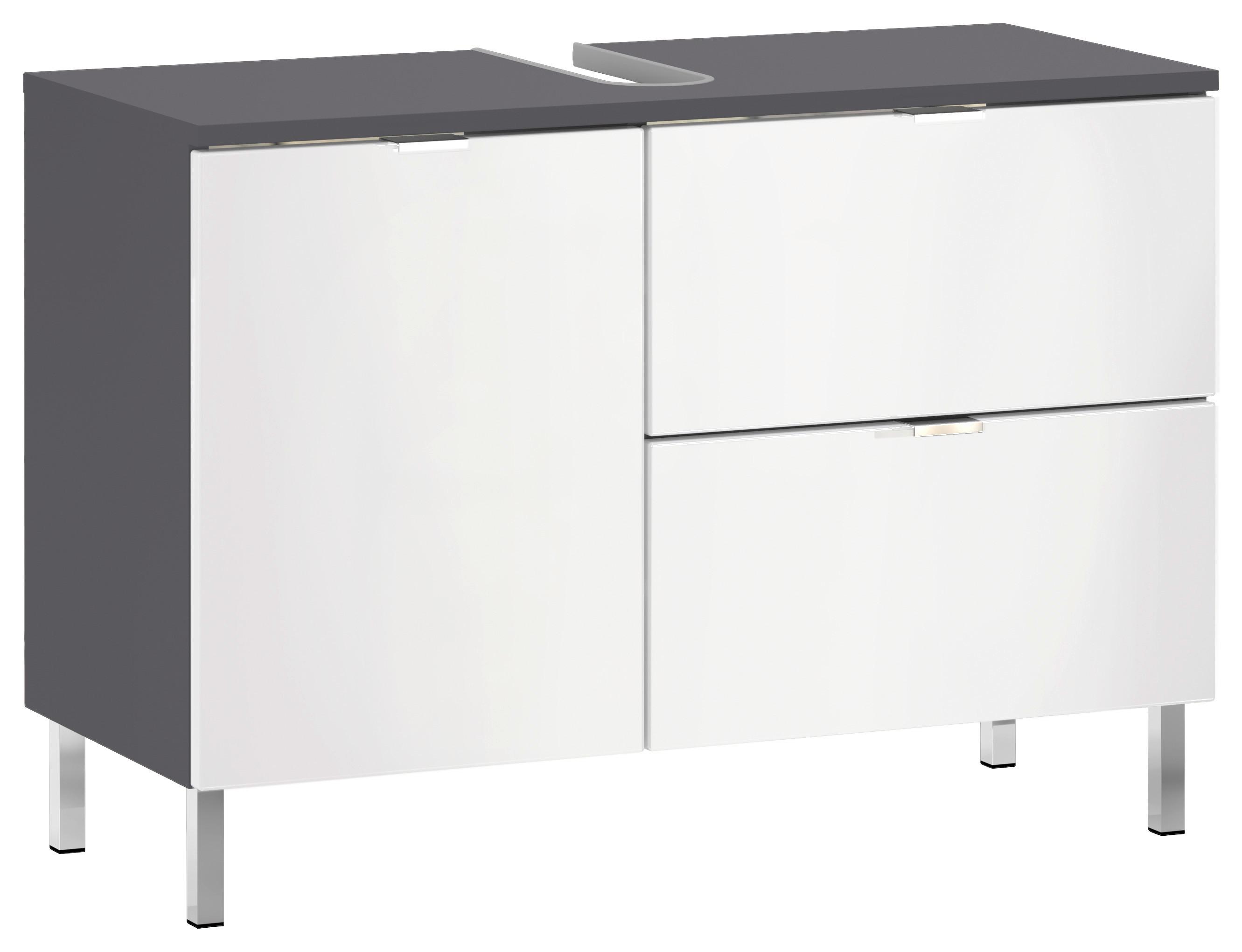 Waschbeckenunterschrank GW-Mau resa ca80x56x34cm Graphit/Weiß - Chromfarben/Graphitfarben, KONVENTIONELL, Holzwerkstoff/Metall (80/56/34cm) - Germania