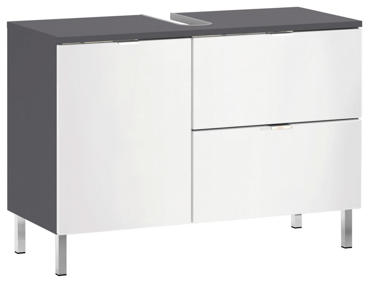 Waschbeckenunterschrank GW-Mau resa ca80x56x34cm Graphit/Weiß - Chromfarben/Graphitfarben, KONVENTIONELL, Holzwerkstoff/Metall (80/56/34cm) - Germania