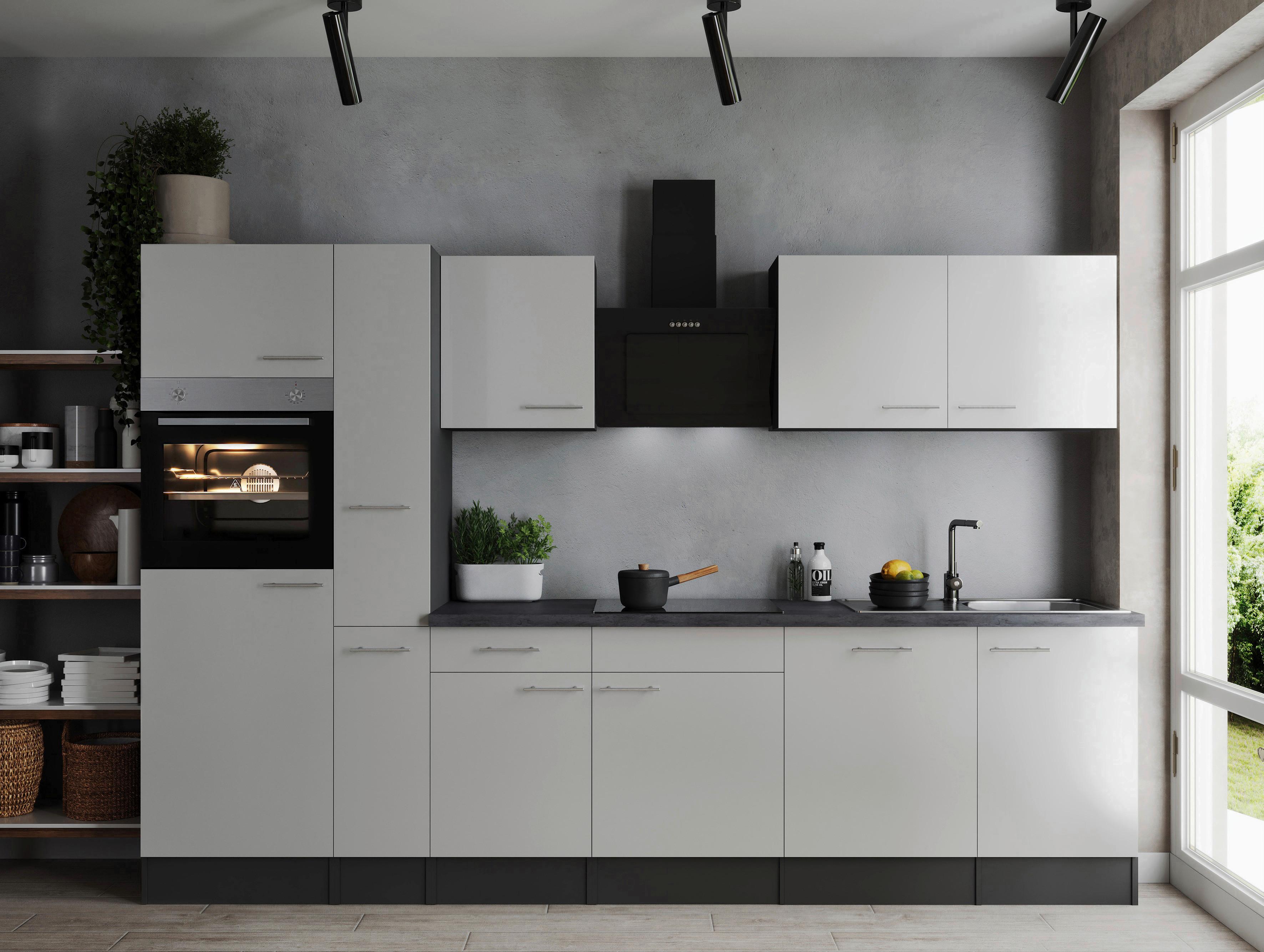 Kuhinjski Blok Z Aparati Oliver, 310cm - srebrne barve/siva, Design, kovina/leseni material (310cm) - Respekta