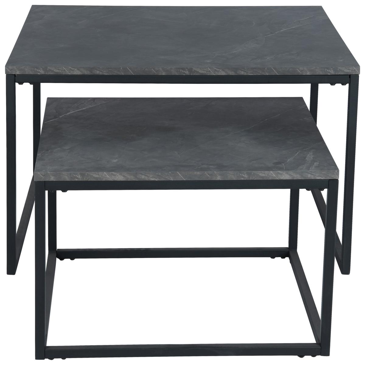 STOLIK KAWOWY CARRARA - czarny/szary, Design, materiał drewnopochodny/metal (80-60/80-60/50,5-40,5cm) - MID.YOU