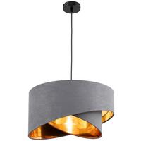 LAMPA WISZĄCA PAULA - kolor złoty/szary, Trend, metal/tkanina (45/130cm) - Novel