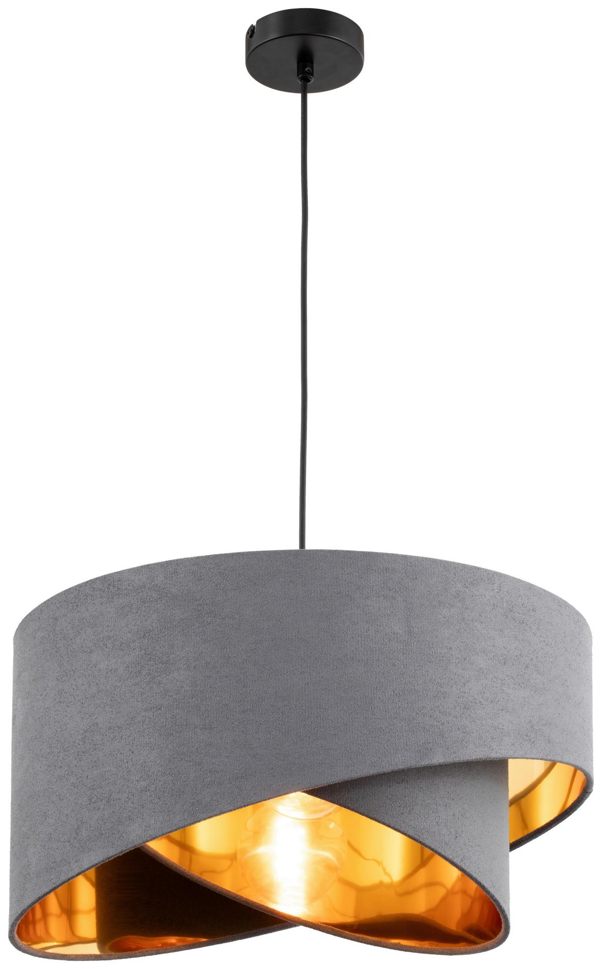 LAMPA WISZĄCA PAULA - kolor złoty/szary, Trend, metal/tkanina (45/130cm) - Novel