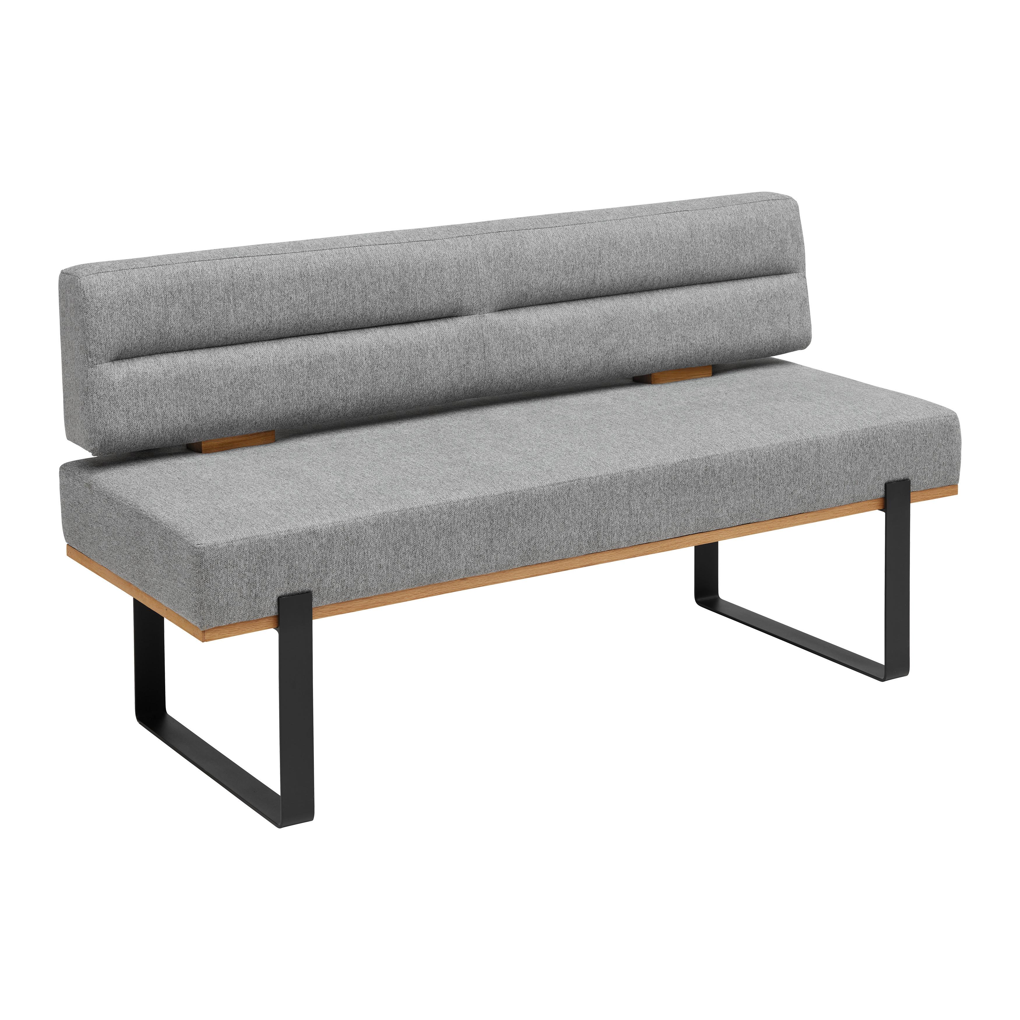 Sitzbank in Grau - Schwarz/Grau, Konventionell, Holz/Textil (160/85/60cm) - Modern Living