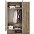 Drehtürenschrank Eiche/Grau Metallic - Eichefarben/Grau, MODERN, Holz/Holzwerkstoff (136/197/54cm) - Modern Living