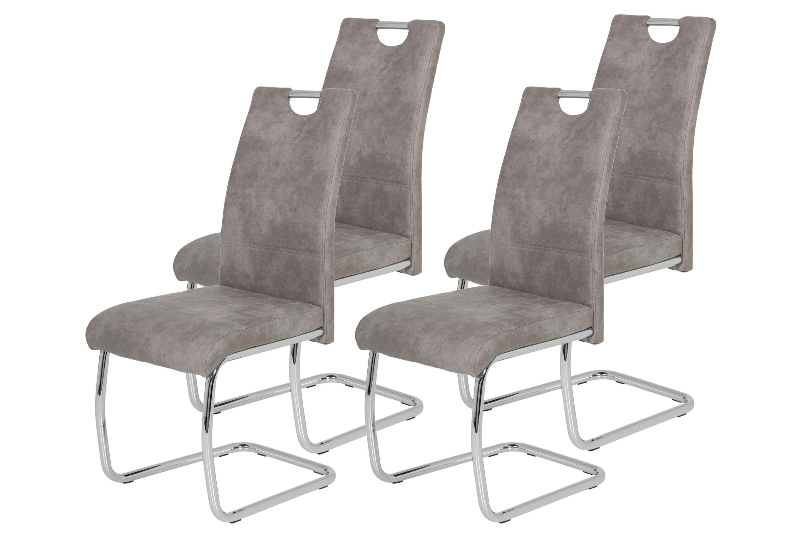 Schwingstuhl-Set Flora 4er-Set Grau - Chromfarben/Grau, MODERN, Textil/Metall (43/98/59cm) - MID.YOU