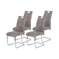 Schwingstuhl-Set Flora 4er-Set Grau - Chromfarben/Grau, MODERN, Textil/Metall (43/98/59cm) - MID.YOU