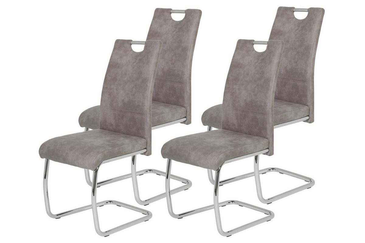 Schwingstuhl-Set Flora 4er-Set Grau - Chromfarben/Grau, MODERN, Textil/Metall (43/98/59cm) - MID.YOU