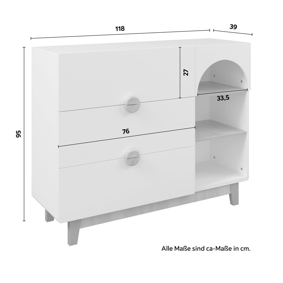 Kinderregal Enny Weiß/Buchefarben - Buchefarben/Weiß, MODERN, Holz/Holzwerkstoff (118/95/39cm) - Bessagi Kids