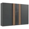 DULAP USI CULISANTE ATLANTA - grafit/stejar Artisan, Modern, sticlă/material pe bază de lemn (300/216/65cm) - Premium Living