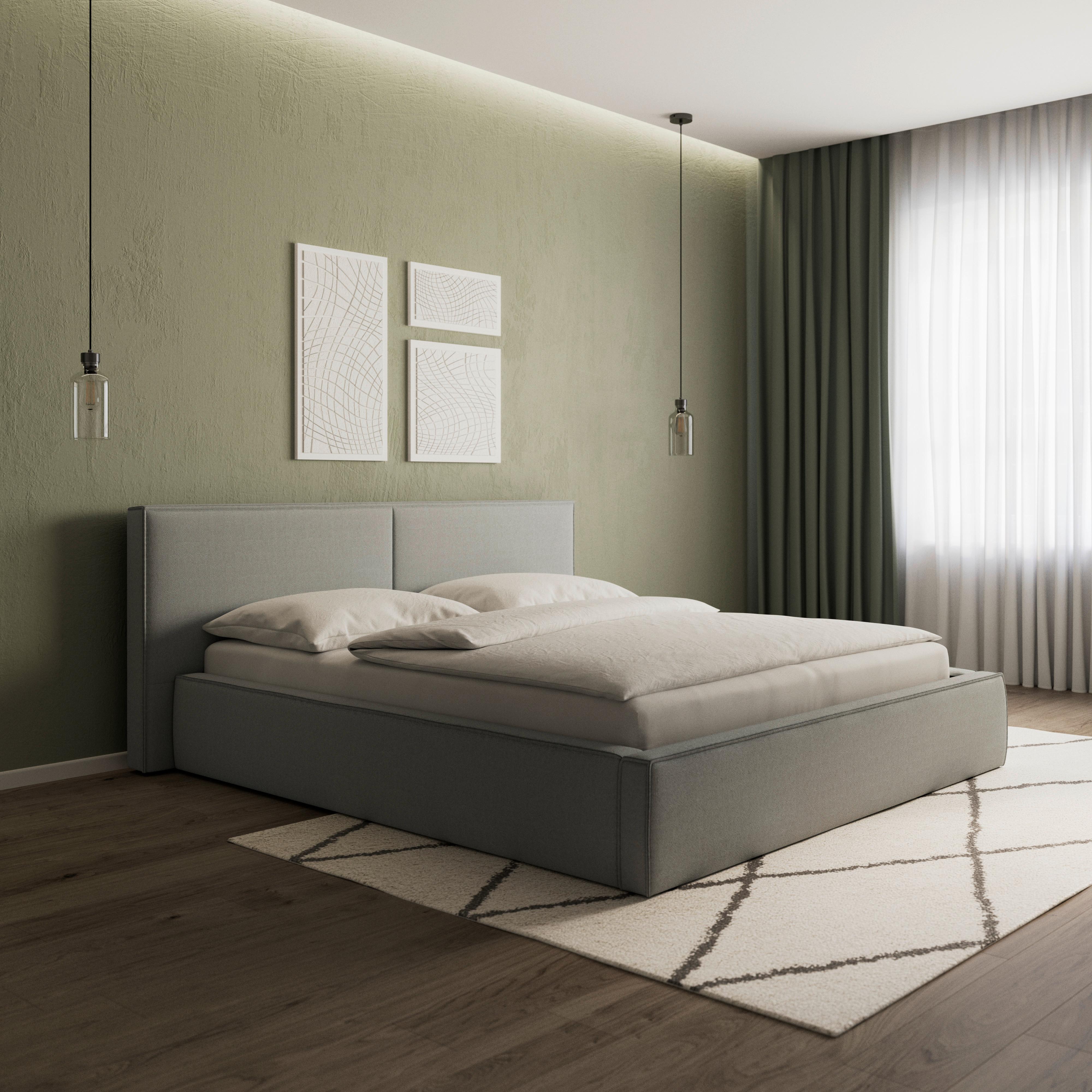 Polsterbett Serena ca. 180x200 cm Grau - Schwarz/Grau, MODERN, Holz/Holzwerkstoff (180/200cm) - Bessagi Home