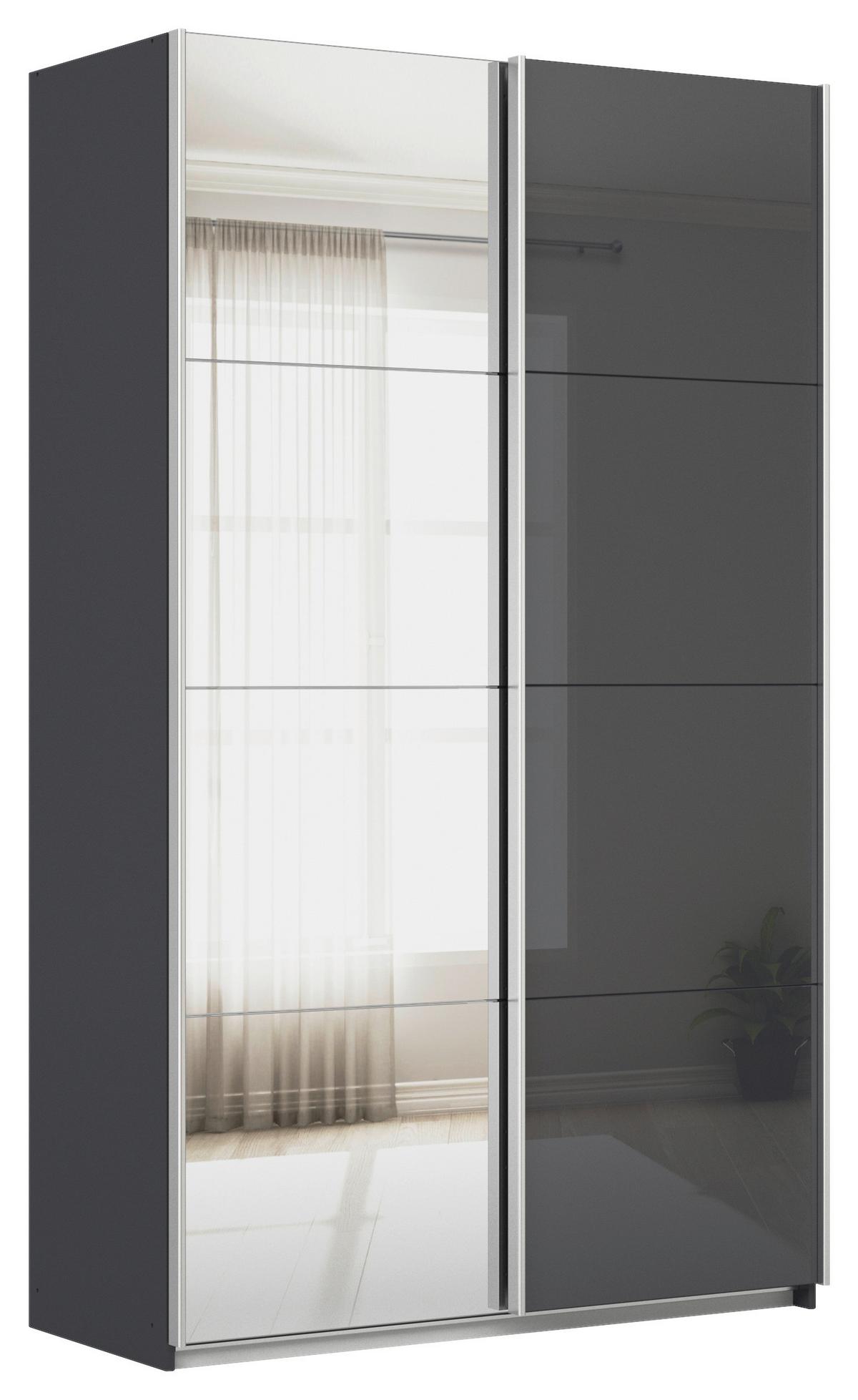 Ormar S Kliznim Vratima Feldkirch - srebrne boje/antracit visoki sjaj, Moderno, staklo/drvni materijal (136/229/62cm) - Modern Living