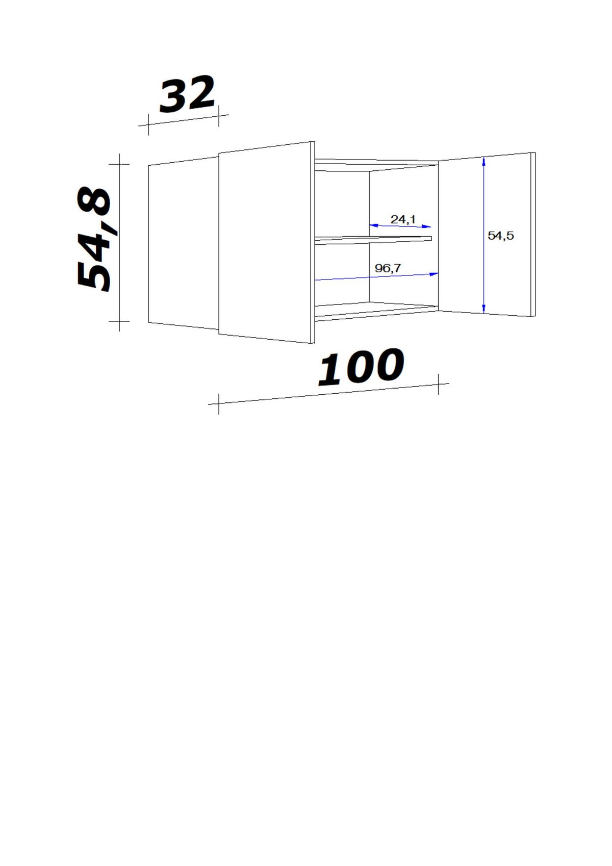 Küchenoberschrank Anthrazit/Eiche - Edelstahlfarben/Eichefarben, MODERN, Holzwerkstoff/Metall (100/54/32cm) - FlexWell