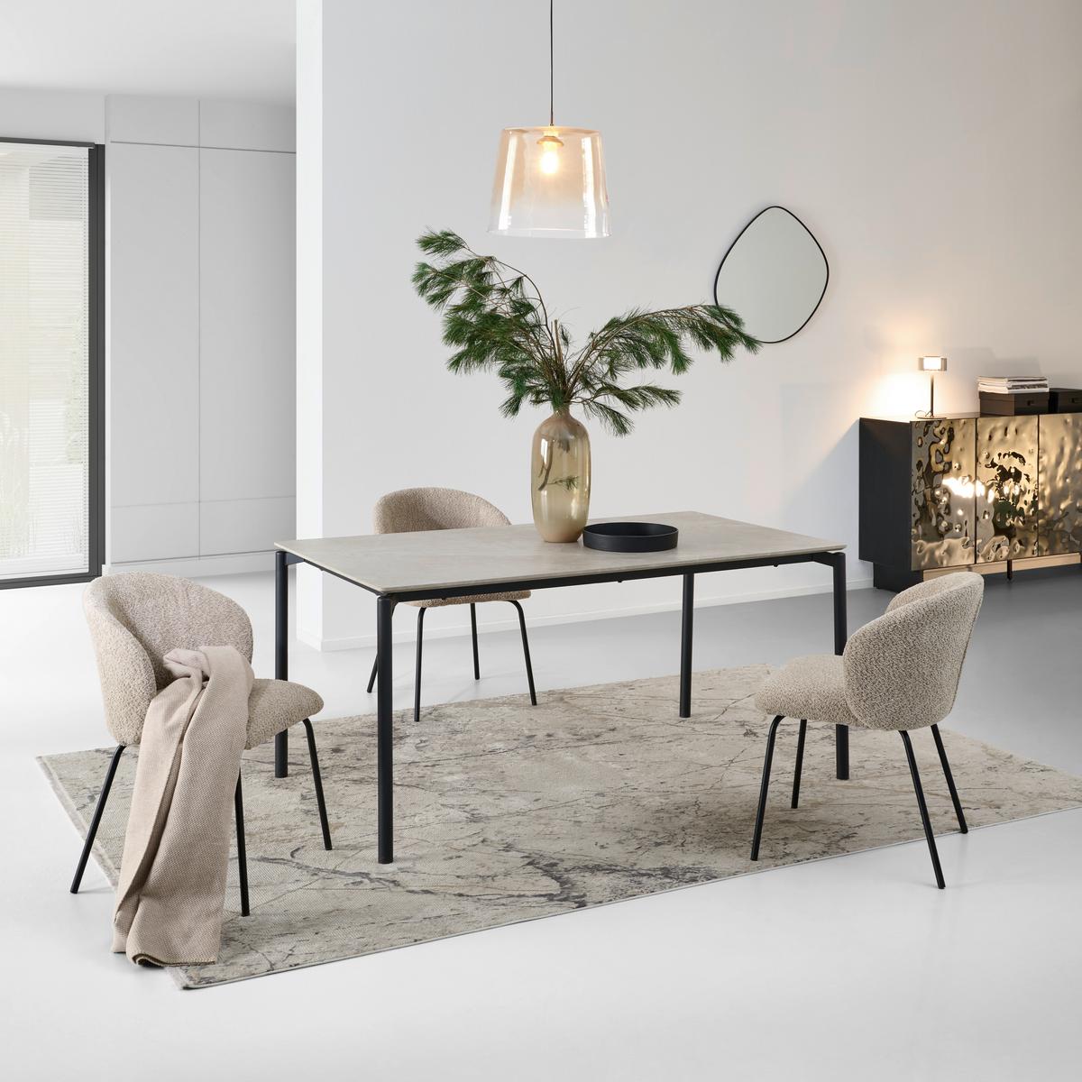 Jedilna Miza Lean, Siva, 160x90 - siva/črna, Konvencionalno, kovina/leseni material (160/90/76cm) - P & B