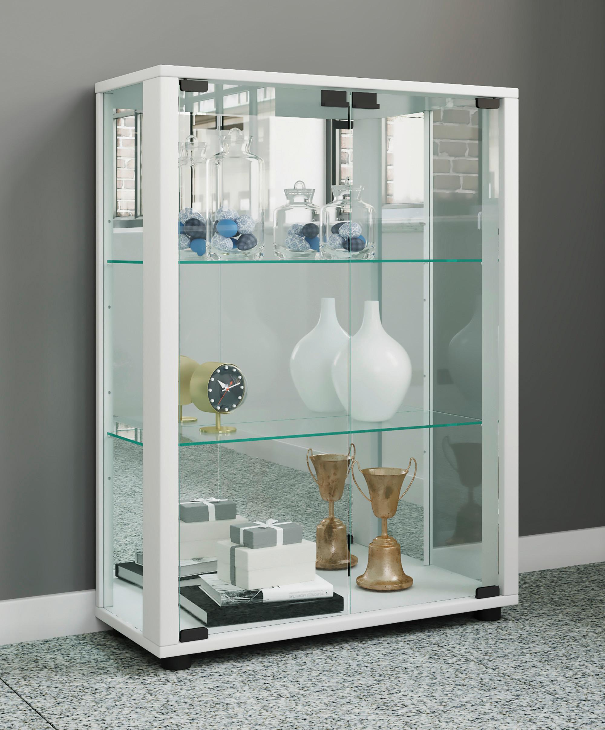 Vitrine Sintalo ca. 60x80 cm Weiß - Weiß, MODERN, Glas/Holzwerkstoff (60/80/25cm) - MID.YOU