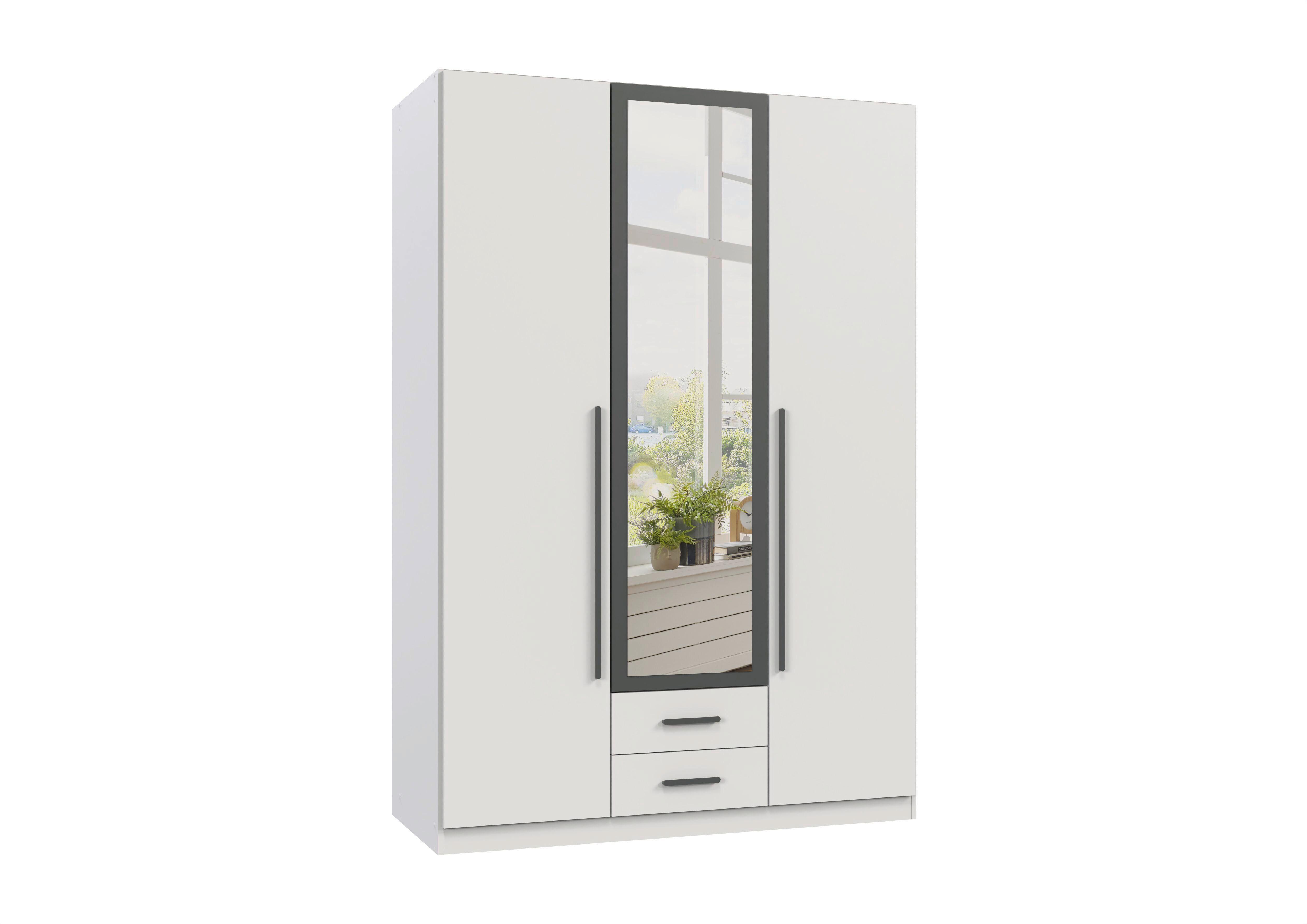 Drehtürenschrank Marburg Graphitfarben/Weiß - Graphitfarben/Weiß, KONVENTIONELL, Glas/Holzwerkstoff (135/199/58cm) - Mömax