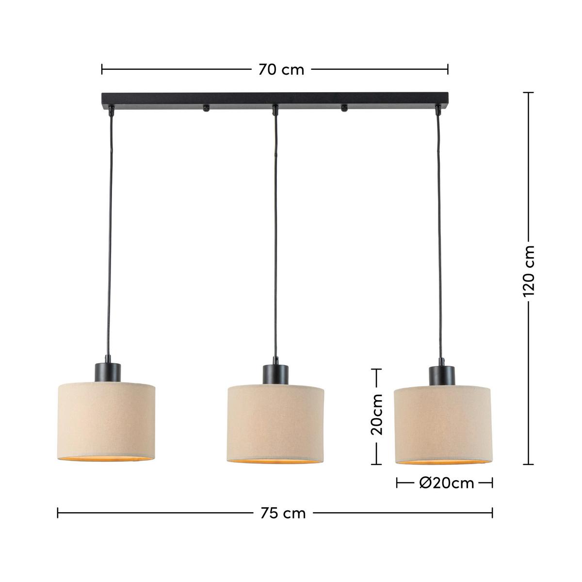 LAMPA WISZĄCA AMELIA - czarny/kolor piaskowy, Design, tworzywo sztuczne/metal (75/20/120cm) - Novel