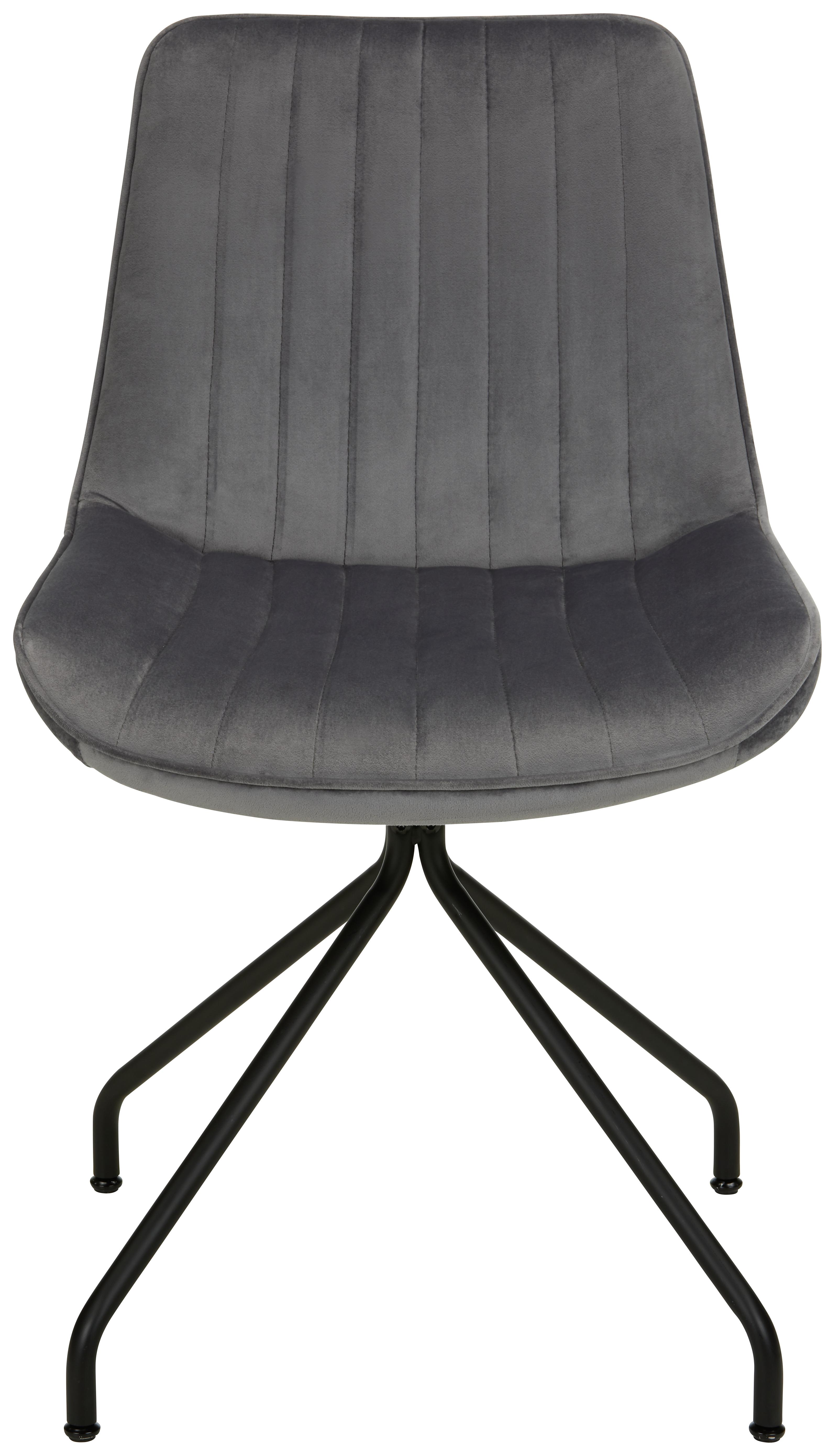 Stuhl aus Samt in Grau - Schwarz/Grau, MODERN, Textil/Metall (50/83,5/51cm) - Modern Living
