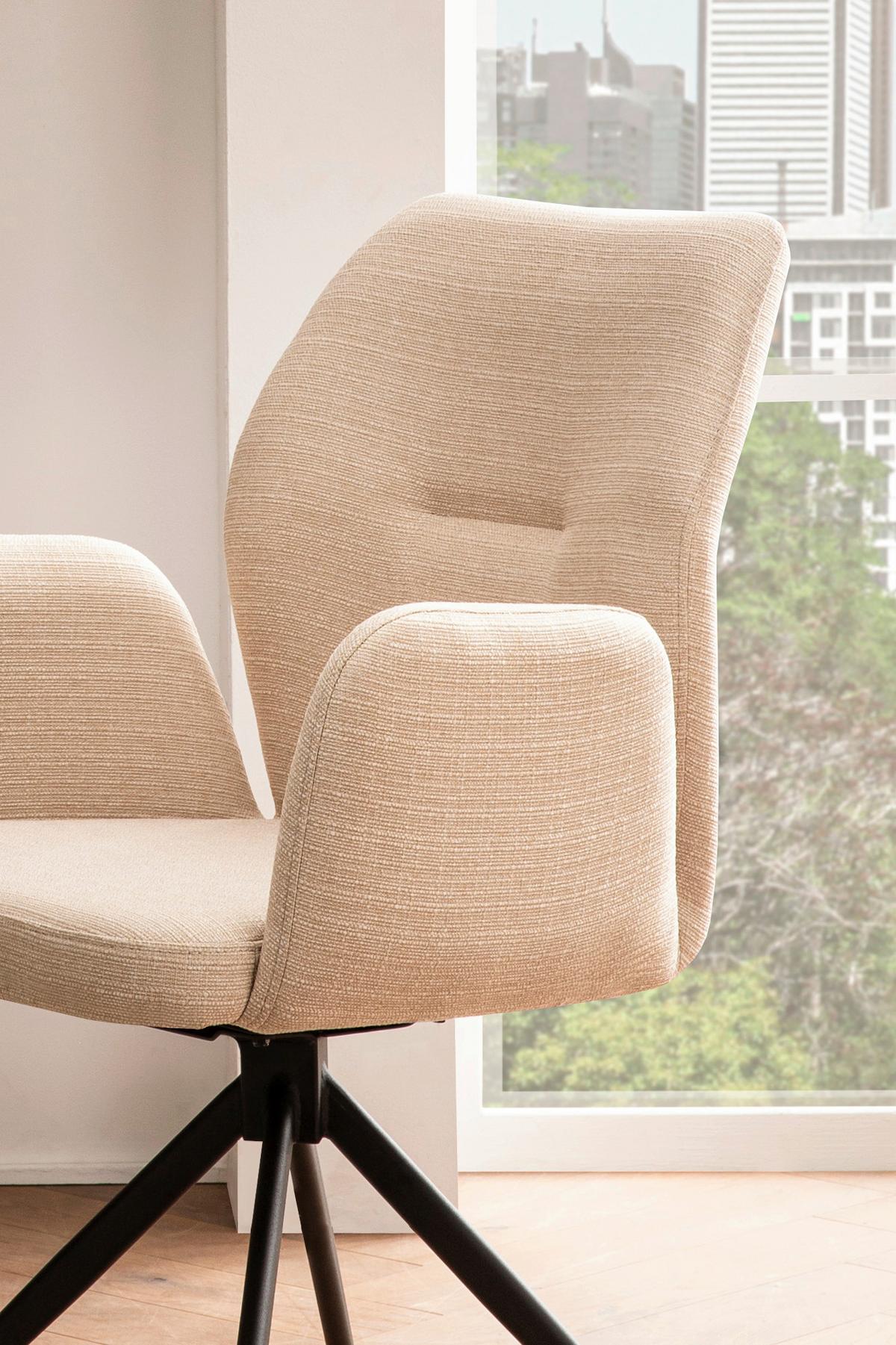 Naslanjač Hilda, Bež, Vrtljiv - črna/bež, Moderno, kovina/tekstil (59/88/58cm) - Livetastic