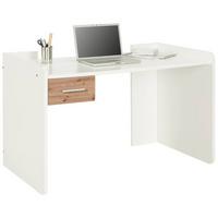 Schreibtisch in Weiss/Eiche Artisan - Weiss/Alufarben, Konventionell, Holzwerkstoff/Kunststoff (124/77/70cm) - Mömax