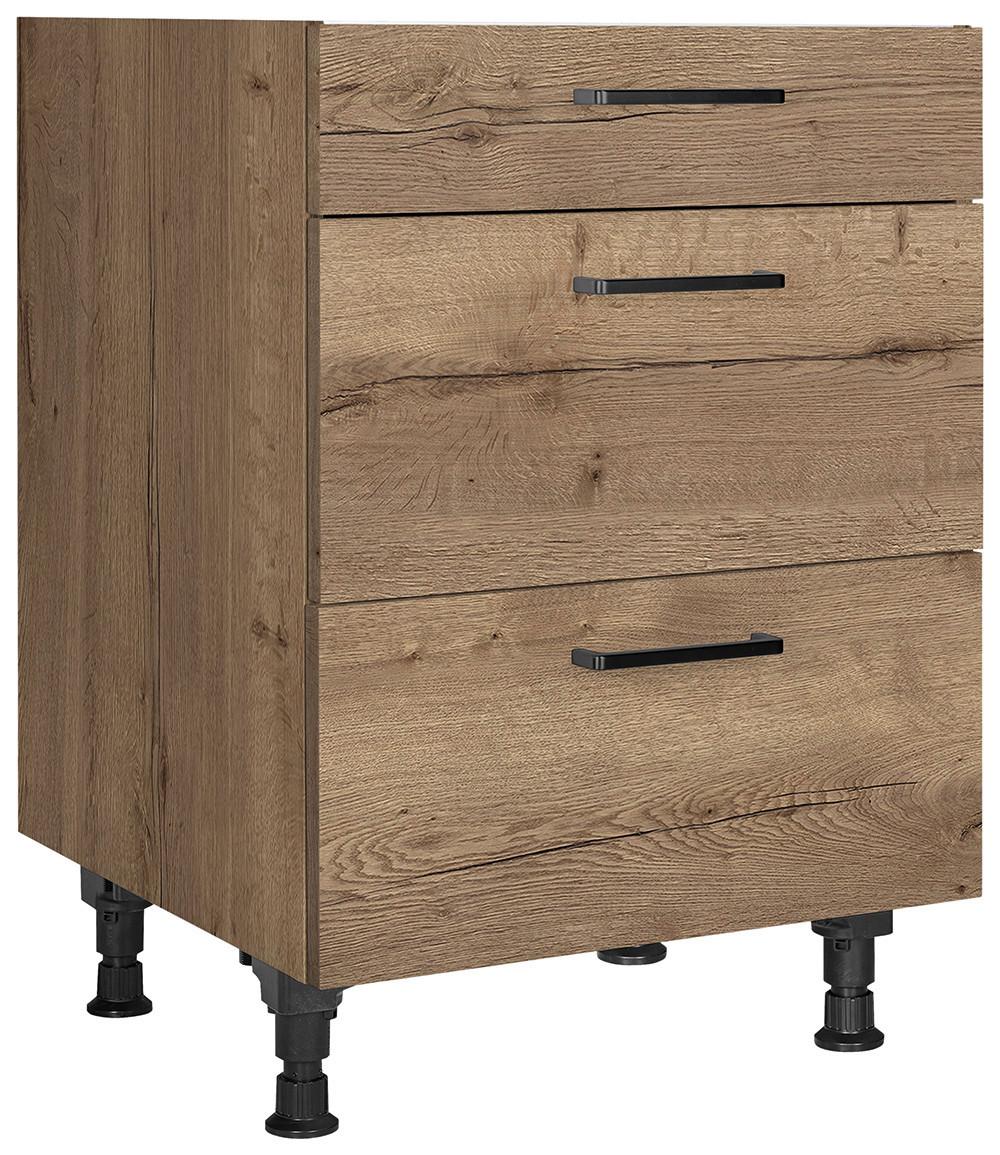 Kochfeldumbauschrank Structura Eiche dunkel - Eiche dunkel/Schwarz, MODERN, Holzwerkstoff/Metall (60/87/56cm) - Nobilia