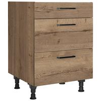 Kochfeldumbauschrank Structura Eiche dunkel - Eiche dunkel/Schwarz, MODERN, Holzwerkstoff/Metall (60/87/56cm) - Nobilia