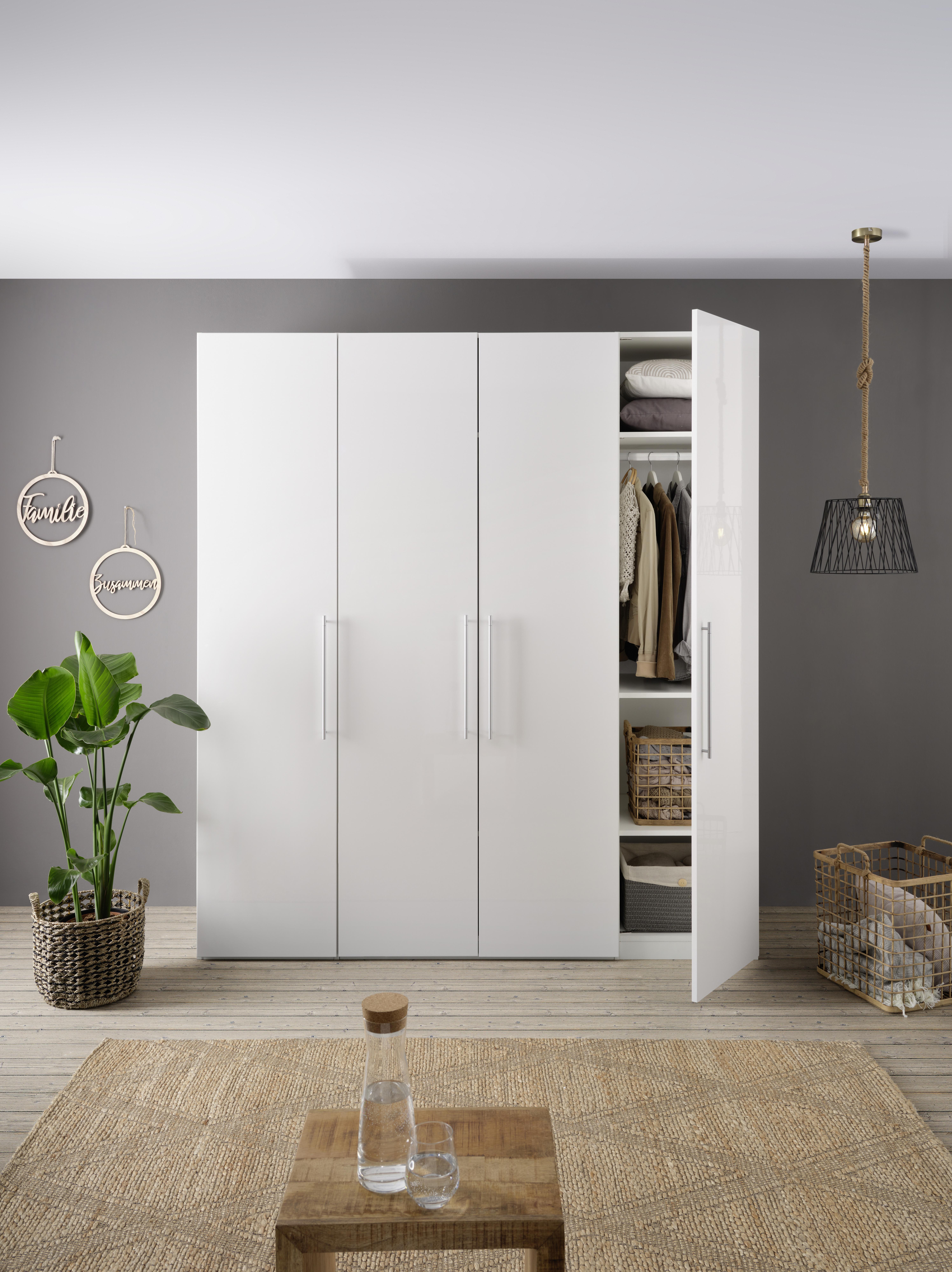 Dulap cu uși rotative GLOSSY - alb, Modern, material pe bază de lemn (196/219/60cm) - Mömax