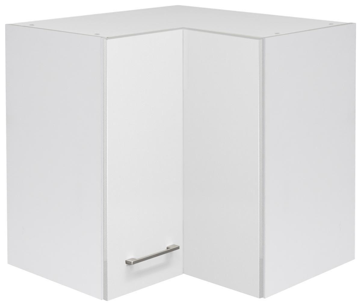 Eckoberschrank Weiß - Edelstahlfarben/Weiß, MODERN, Holzwerkstoff/Metall (60/54/60cm) - FlexWell