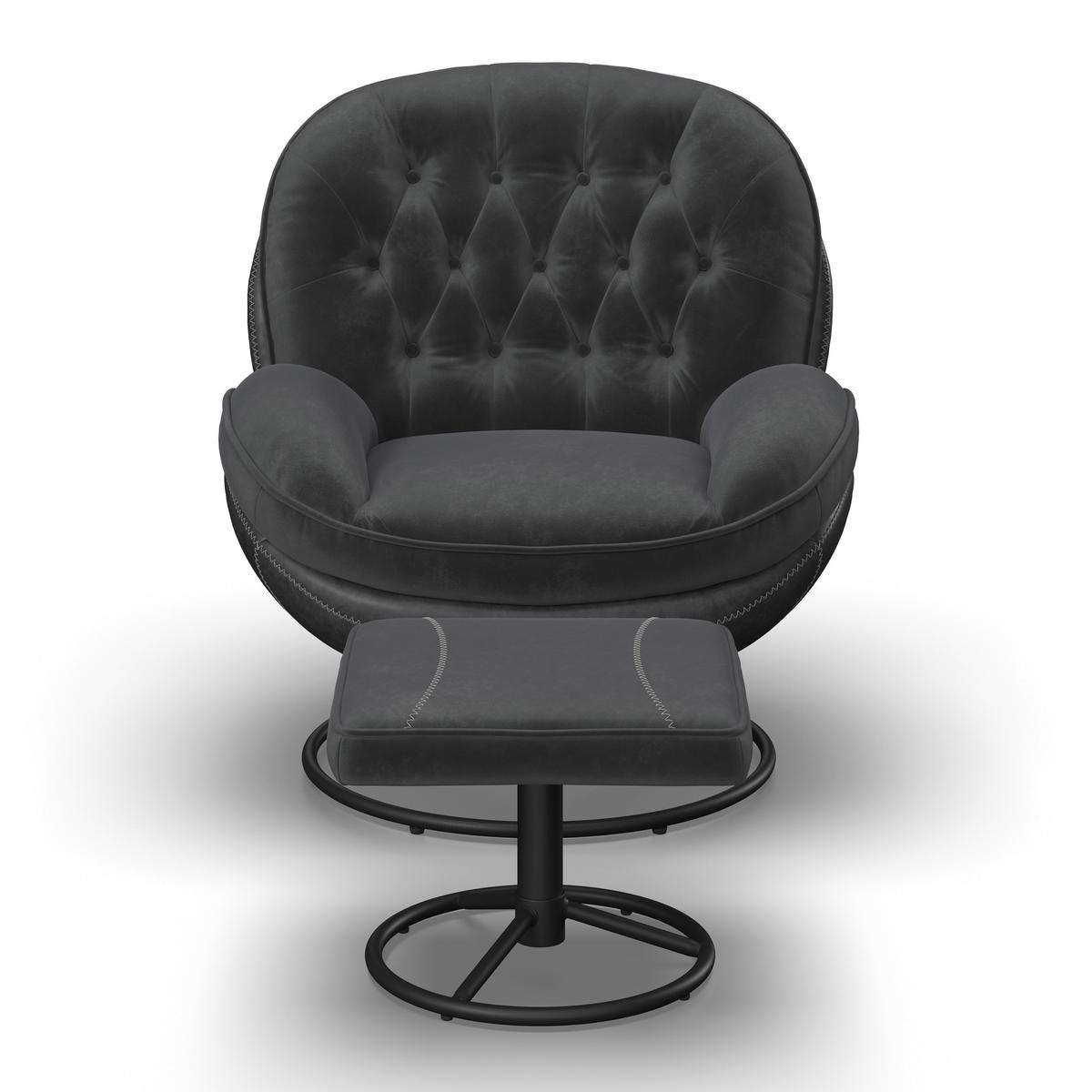 Relax Fotel Lábtartóval Essy - sötétszürke, Modern, textil/fém (83/84,5/86cm) - Bessagi Home