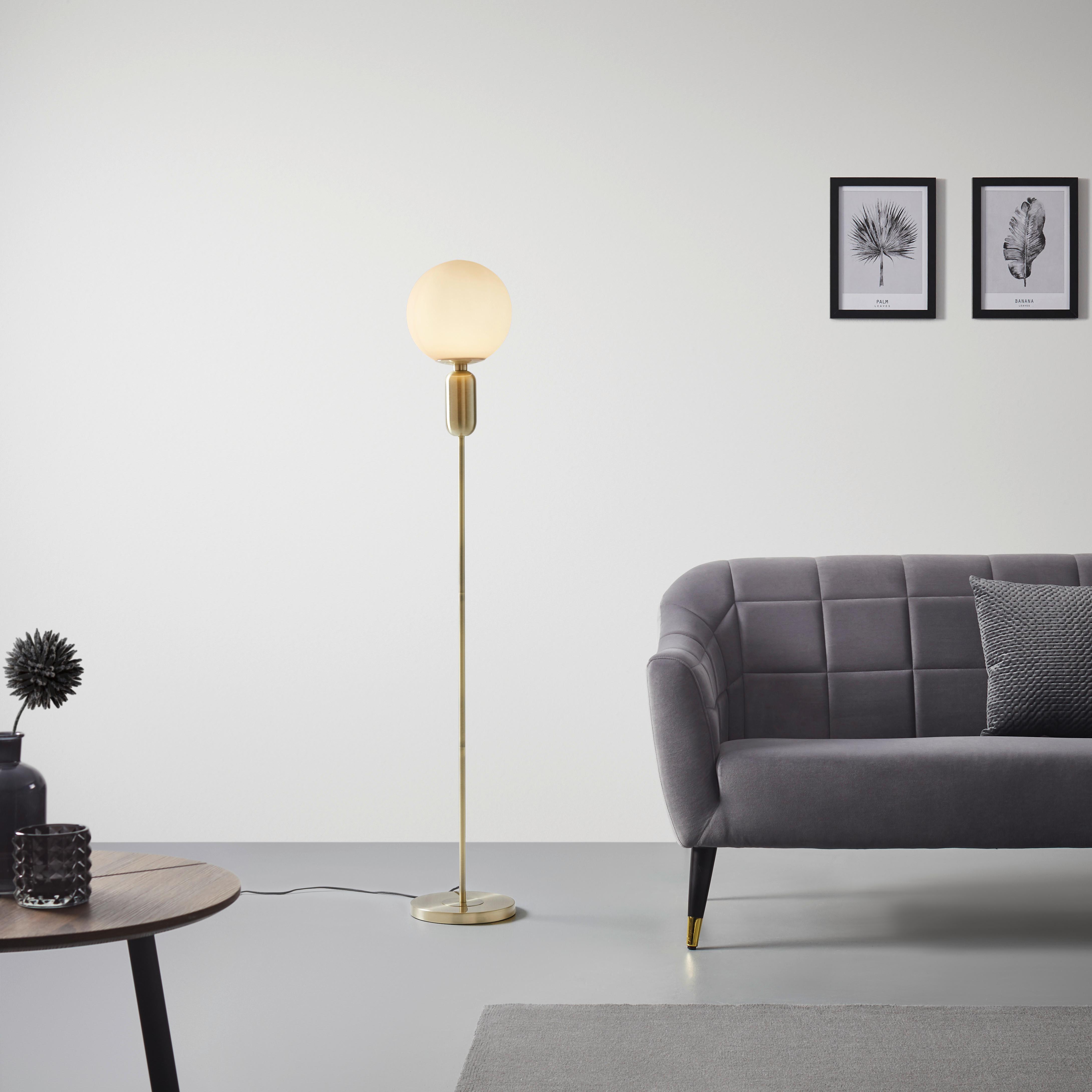 Stehleuchte Tiano max. 40 Watt - Messingfarben, MODERN, Glas/Metall (25/155cm) - Bessagi Home