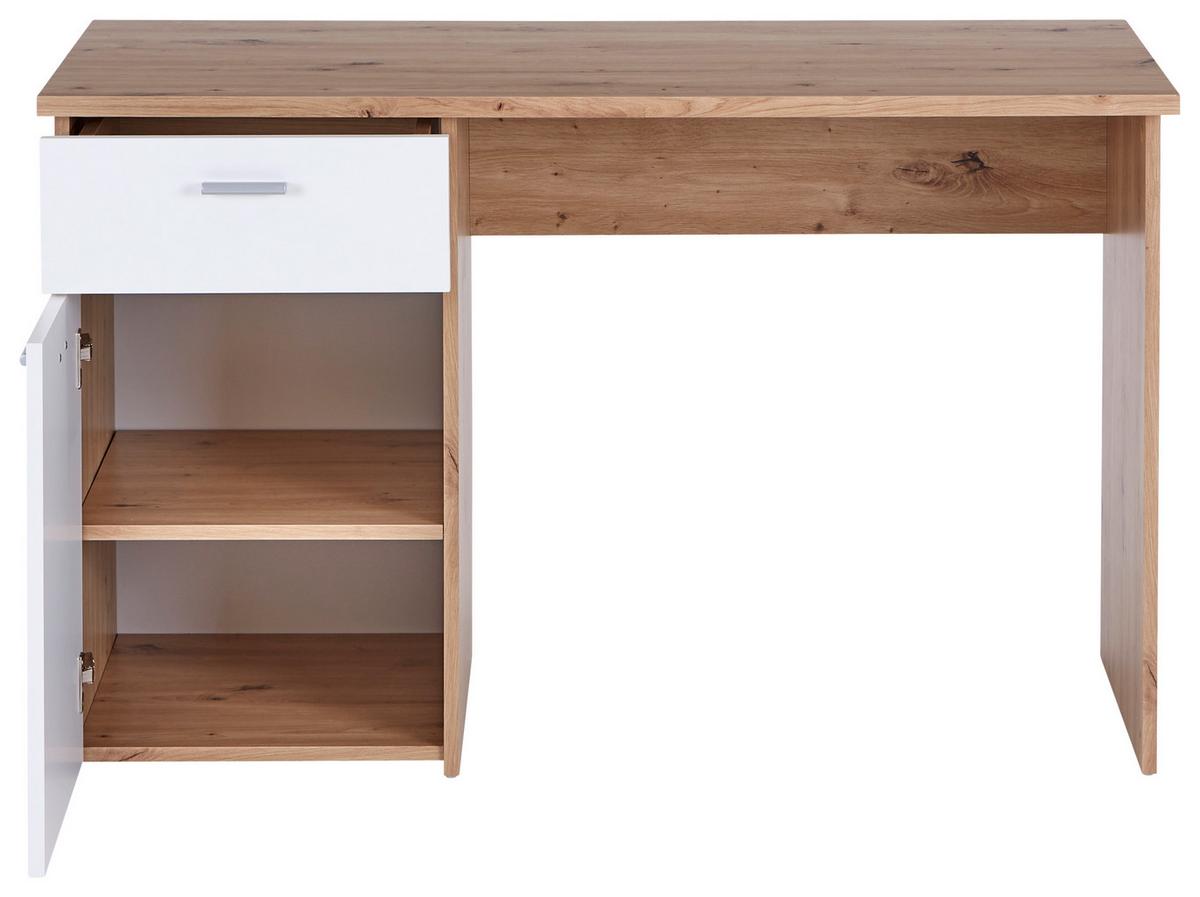 Pisalna Miza Simon, Bela, Barva Hrasta - bela/barve aluminija, Moderno, umetna masa/leseni material (120/75,5/60cm) - Mömax