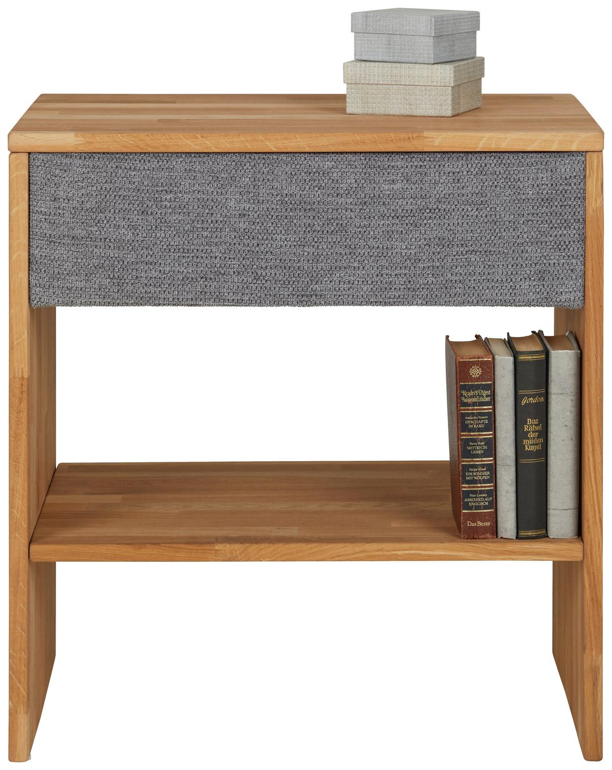 Nachtkästchen aus Eiche - Grau, KONVENTIONELL, Holz/Kunststoff (60/65,5/42cm) - Premium Living