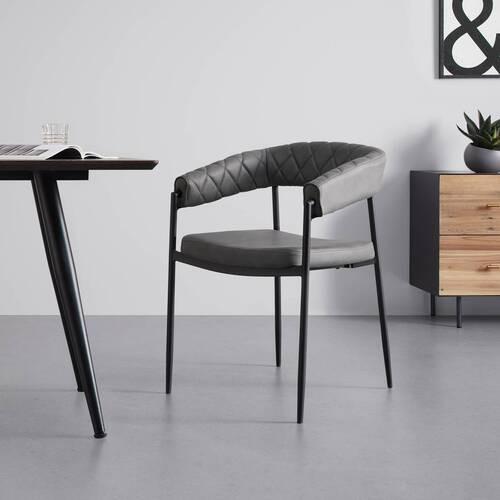 KRZESŁO Z PODŁOKIETNIKAMI LANI - czarny/szary, Modern, metal/drewno (55/76/57cm) - Bessagi Home
