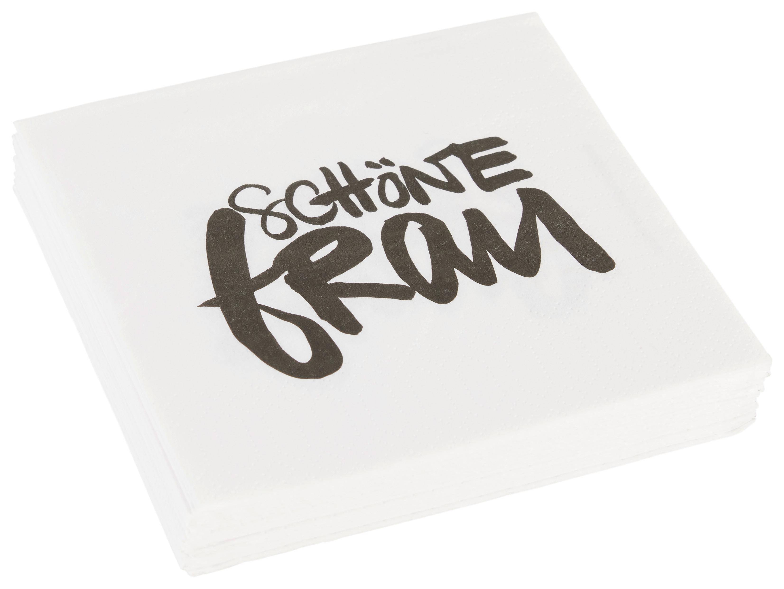 Cocktailserviette Linda in Schwarz ca. 25x25cm - Schwarz/Weiß, KONVENTIONELL, Papier (25cm)