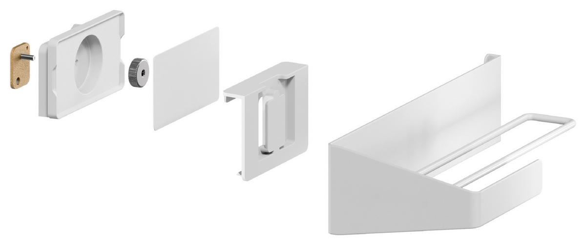 UCHWYT NA RĘCZNIK PAPIEROWY KITCHEN - biały, Basics, tworzywo sztuczne/metal (26,5/6/13,5cm) - Tesa