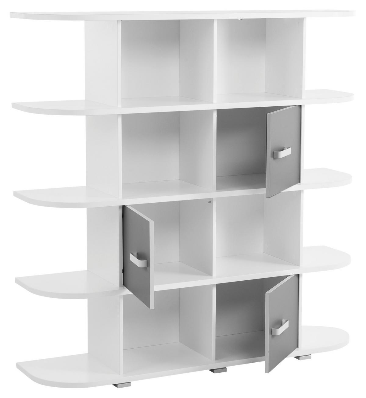 Regal in Grau/Weiss 'Yoris' - Weiß/Grau, Design, Holzwerkstoff/Kunststoff (141,6/141/38cm) - MID.YOU