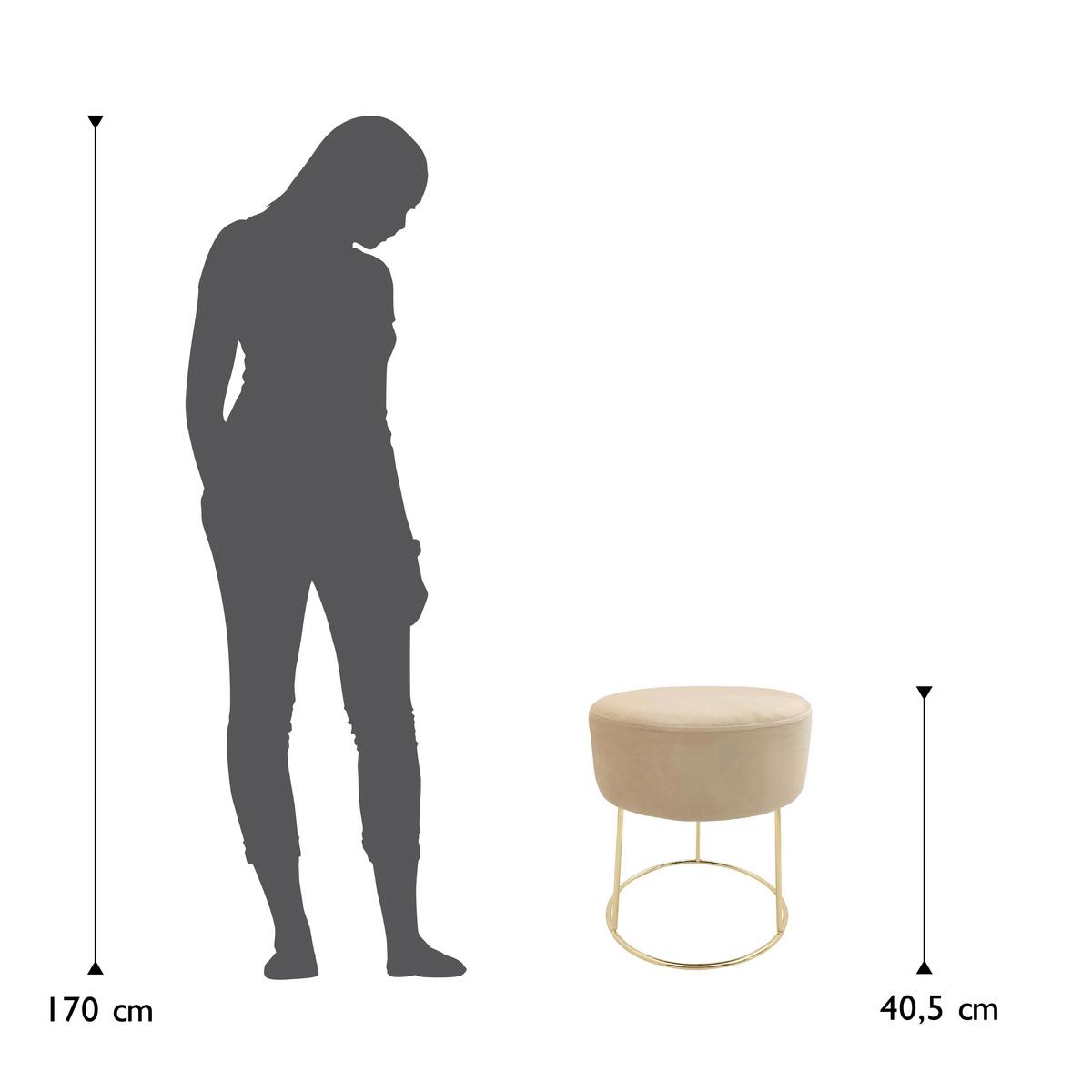 Hocker Marilyn Creme Samt - Goldfarben/Creme, Design, Textil/Metall (35,5/40,5/35,5cm) - Echtwerk